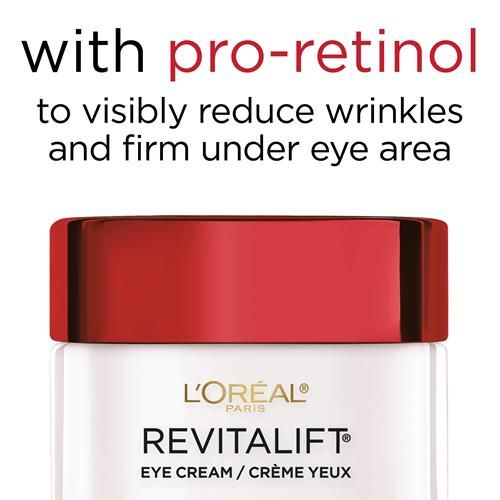Loreal Paris Skincare Revitalift Anti-Wrinkle And Firming Eye Cream With Pro Retinol, Treatment To Reduce Dark Circles, Fragrance Free, 0.5 Oz.